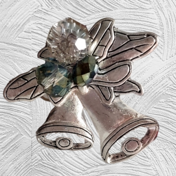 Silver Bells with Iridescent Bead dangles - Picture 4 of 15